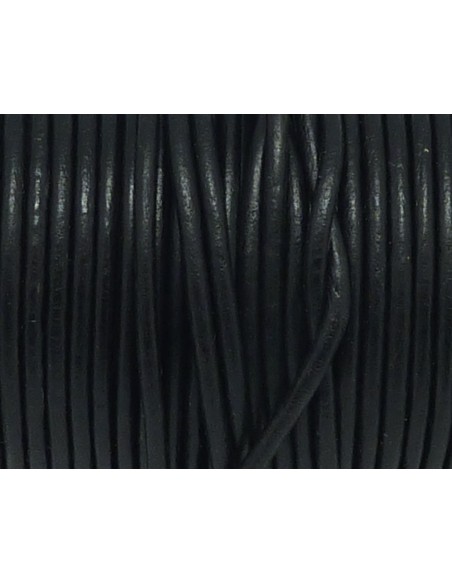 Cordon cuir rond 2mm noir pour création DIY