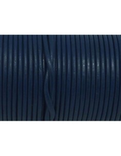 2m Cordon cuir rond 2mm de couleur bleu foncé, bleu marine