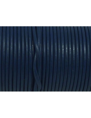 2m Cordon cuir rond 2mm de couleur bleu foncé, bleu marine
