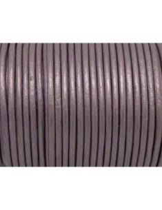 Cordon cuir rond 2mm mauve pâle légèrement métallisé