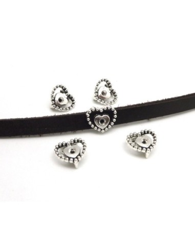 Coeur pour lanière en métal argenté pas chère