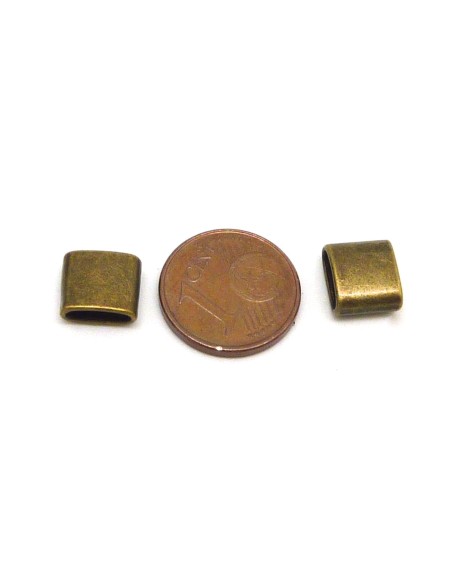 15 Perles passant rectangulaire pour lanière de 7mm en métal de couleur bronze 