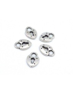 10 Breloques, pendentifs coeur cadena en métal argenté 12,9mm