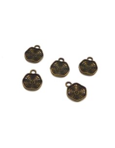 10 breloques sequin travaillé en métal de couleur bronze 13mm 2