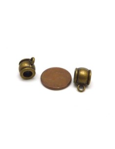 5 Perles support breloque belière en métal de couleur bronze pour cordon de 4,5 - 5mm 2