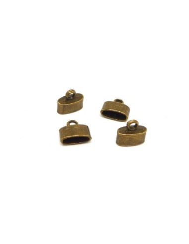 10 Embouts ovale pour cordon ou lanière 9,9mm x 3,8mm en métal de couleur bronze