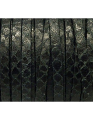 50cm lanière cuir plat 5mm texturé gravé serpent écailles de couleur noir