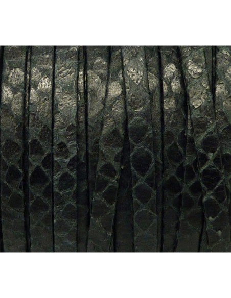 50cm lanière cuir plat 5mm texturé gravé serpent écailles de couleur noir