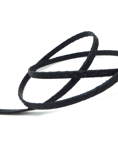 50cm lanière cuir plat 5mm texturé gravé serpent écailles de couleur noir