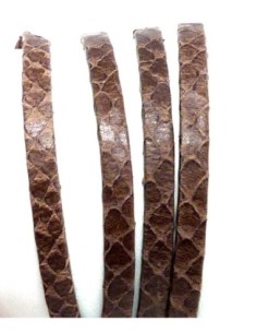 50cm lanière cuir plat 5mm texturé gravé serpent écailles de couleur marron châtain 2