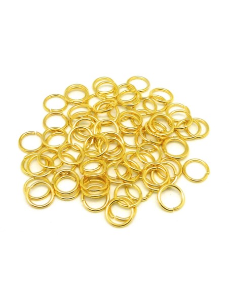 10g soit environ 75 anneaux de jonction 8mm en métal doré - épaisseur 1mm