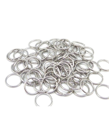 Anneau ouvert 10mm en métal argenté - épaisseur 1mm