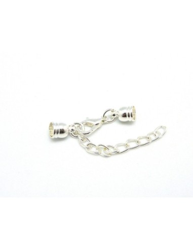 Set de fermoir avec embout rond pour cuir de 5mm argenté