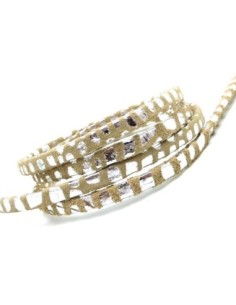 20cm lanière cuir daim plat 5mm doublé très haute qualité de couleur beige et argenté