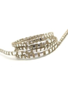 20cm lanière cuir daim plat 5mm doublé très haute qualité de couleur beige et argenté 2