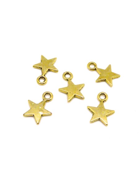 Breloque étoile en métal doré pâle, jaune pâle