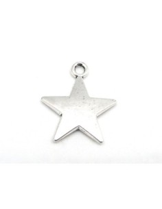 3 Breloques Pendentifs étoile 2,7cm en métal argenté 2