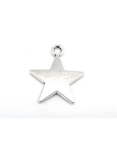 3 Breloques Pendentifs étoile 2,7cm en métal argenté