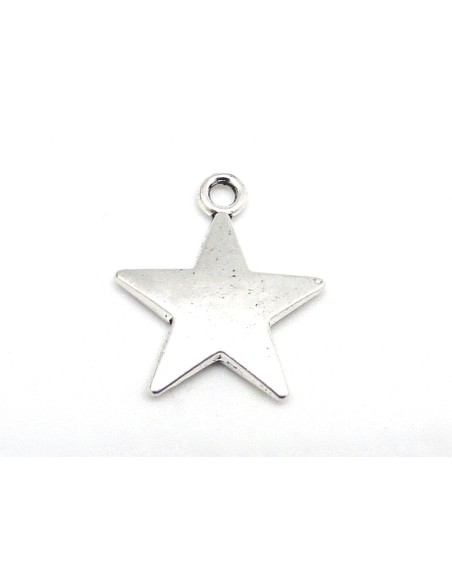 3 Breloques Pendentifs étoile 2,7cm en métal argenté