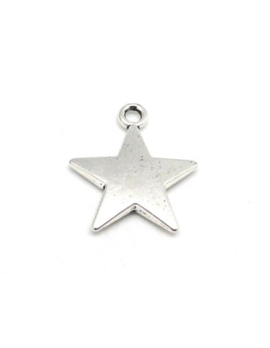 3 Breloques Pendentifs étoile 2,7cm en métal argenté