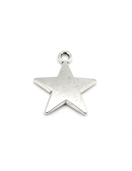 3 Breloques Pendentifs étoile 2,7cm en métal argenté