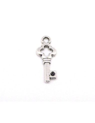 20 Breloques clé 22mm en métal argenté ajouré