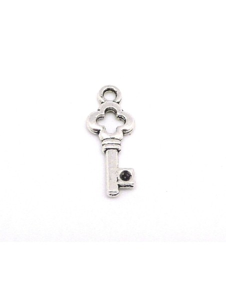 20 Breloques clé 22mm en métal argenté ajouré