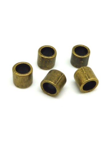 Perles tube 7mm lisse en métal de couleur bronze à gros trou 5mm