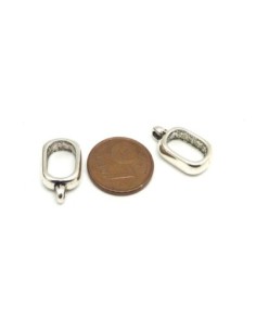 5 Perles support breloque bélière pour cuir regaliz ou cordons épais de 10mm x 7mm en métal argenté 2