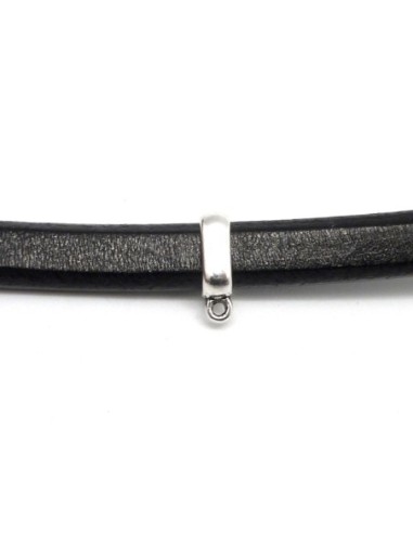 5 Perles support breloque bélière pour cuir regaliz ou cordons épais de 10mm x 7mm en métal argenté