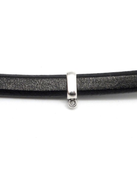 5 Perles support breloque bélière pour cuir regaliz ou cordons épais de 10mm x 7mm en métal argenté