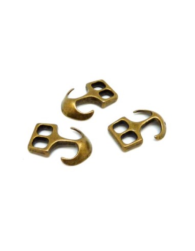 Lot de 3 Fermoirs crochet ancre pour cuir 20,1mm, bracelet multi rangs en métal de couleur bronze