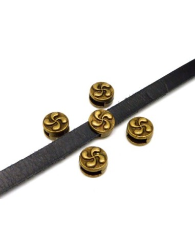 Perle slide bronze croix basque pour bracelet