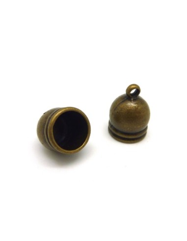 4 Embouts pour cordon de 9mm motif cloche en métal de couleur bronze