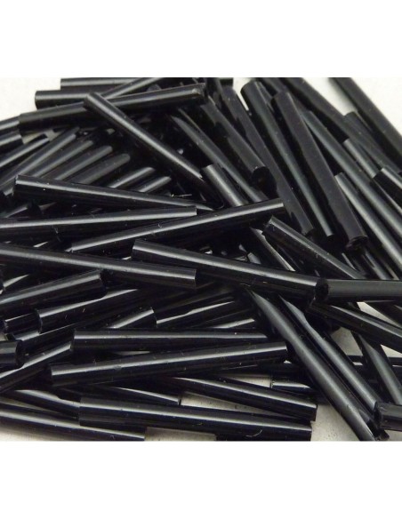 Perle tube en verre noire 25mm