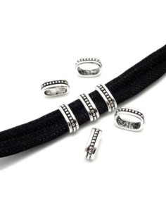 10 perles passant rectangle arrondi incrusté de boules en métal argenté 15mm x 12mm