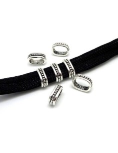 10 perles passant rectangle arrondi incrusté de boules en métal argenté 15mm x 12mm 2