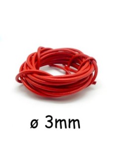 Cordon cuir rond 3mm de couleur rouge vif