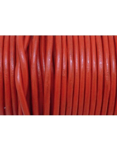 Lacet cuir rond 3mm de couleur rouge vif