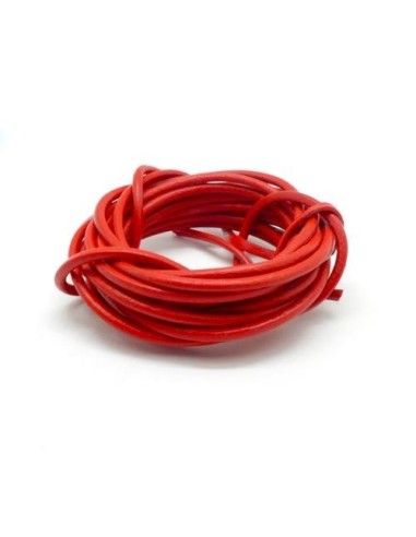 Cordon cuir rond 3mm rouge vif pou bracelet