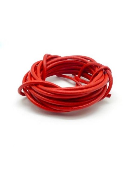 Cordon cuir rond 3mm rouge vif pou bracelet
