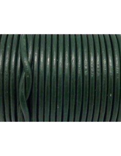 2m Cordon cuir rond 3mm couleur vert bouteille