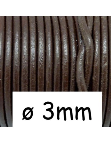 Cordon cuir 3mm marron foncé, brun pour création DIY