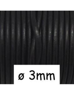 Cuir rond 3mm noir pour création bijoux