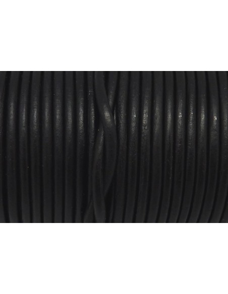 Cordon cuir rond 3mm de couleur noir