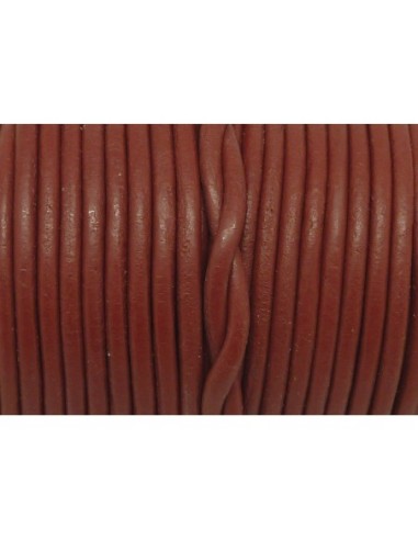 2m Cordon cuir rond 3mm de couleur bordeaux, rouge marsala