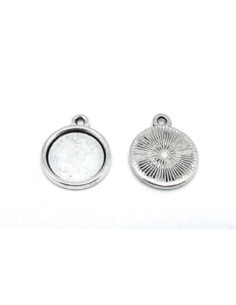 Support cabochon rond pendentif pour cabochon de 12mm en métal argenté