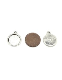 Support cabochon rond pendentif pour cabochon de 12mm en métal argenté 2