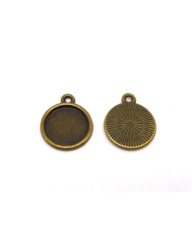 Support cabochon rond pendentif pour cabochon de 12mm en métal de couleur bronze