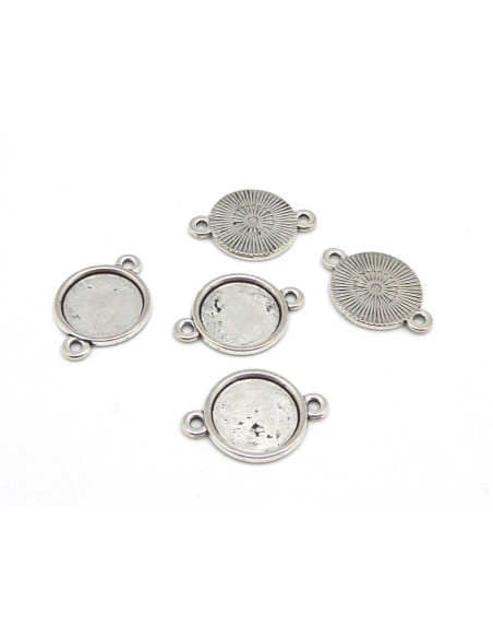 Connecteur en metal argente pour cabochon de 12mm